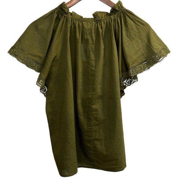 GAP Tie V-Neck Flutter Sleeve Lace Trim Size Medium - Picture 4 of 10